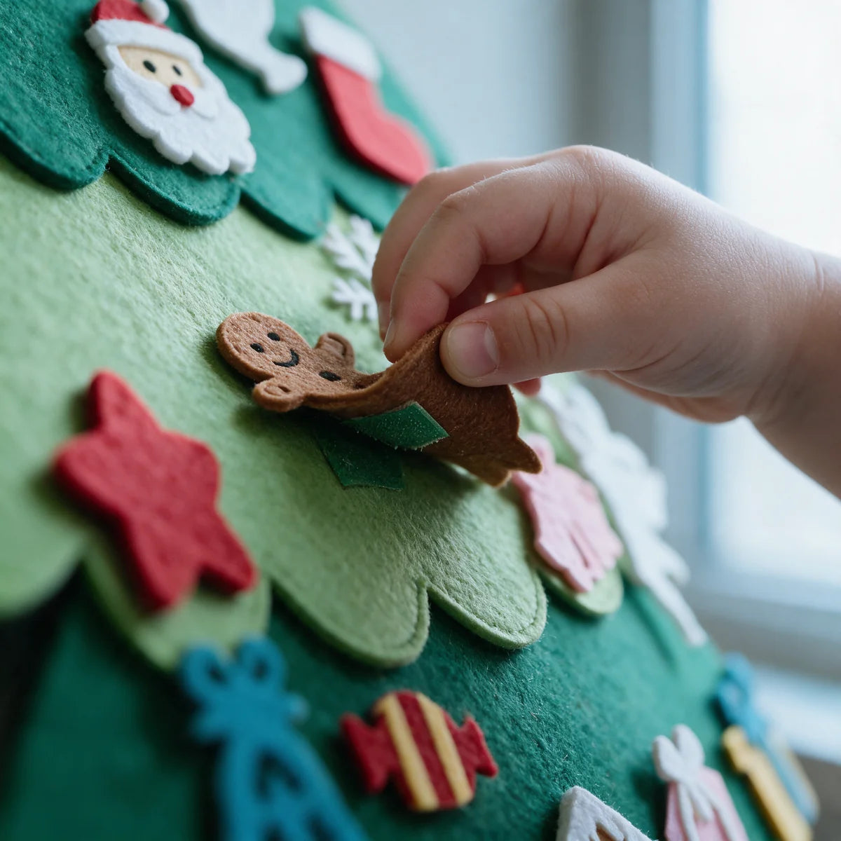 Hook-and-loop back of a felt gingerbread ornament