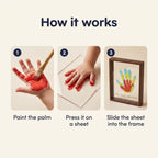 Handprint keepsake frame kit, how it works in three steps