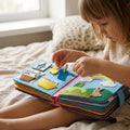 Montessori felt story book being played with at home