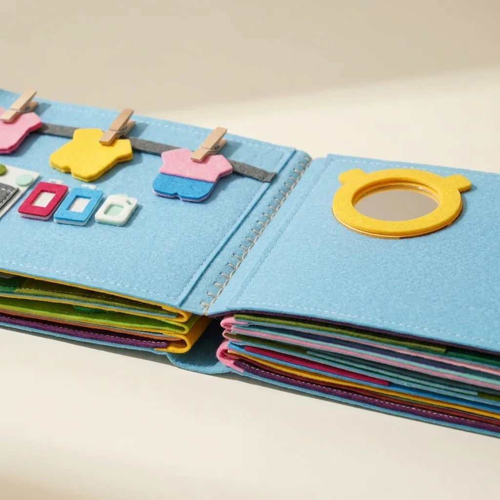 Montessori felt story book, studio photo