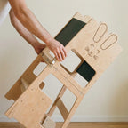 Montessori 3 in 1 learning tower, close-up of the key movement