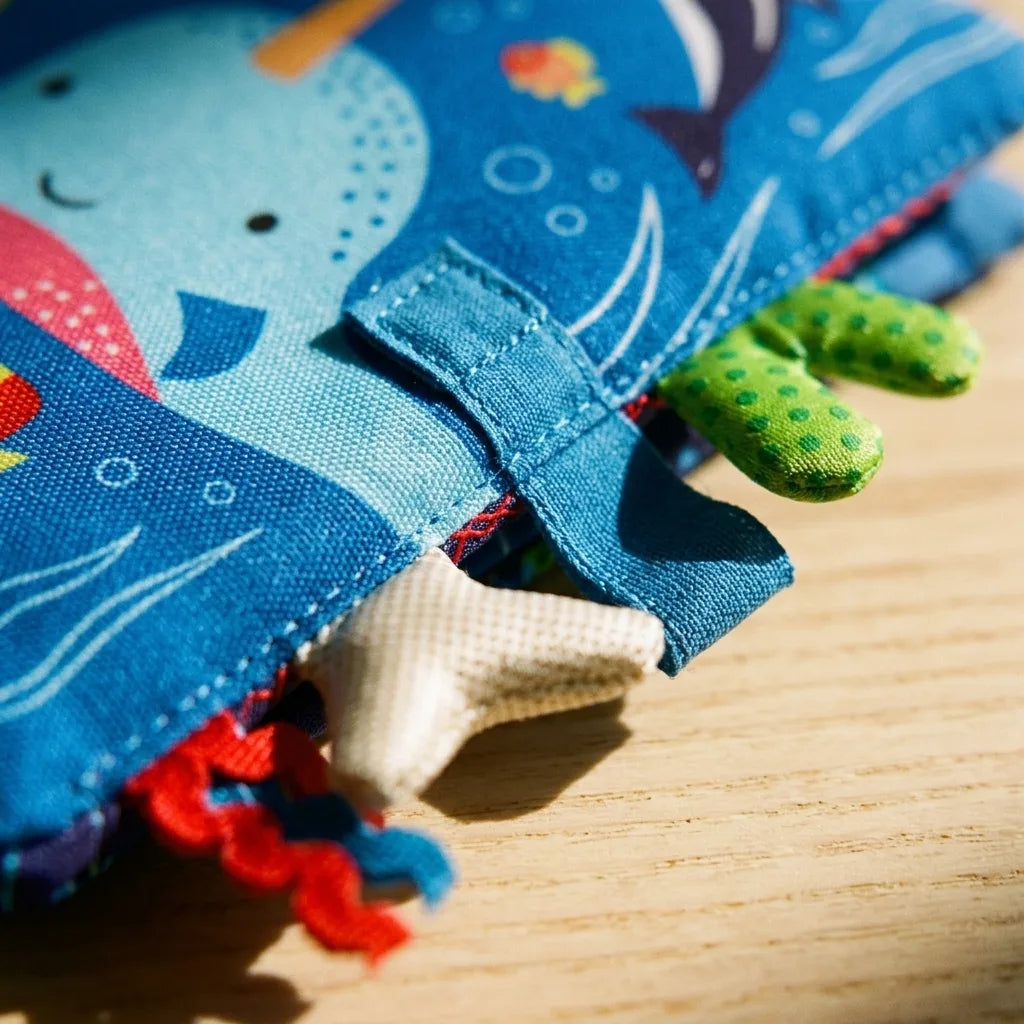 Montessori soft cloth books for babies, close-up of the materials and finish