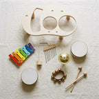 Montessori wooden music set for toddlers, everything included laid out