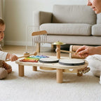 Montessori wooden music set for toddlers shared by two people