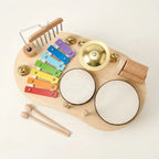 Montessori wooden music set for toddlers, studio photo