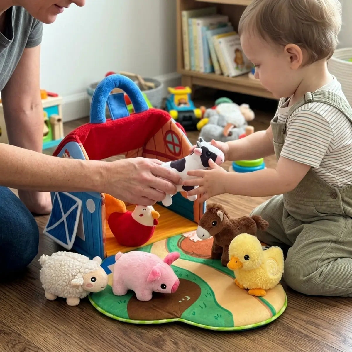 Montessori Farm Animal Plush Set with Sounds