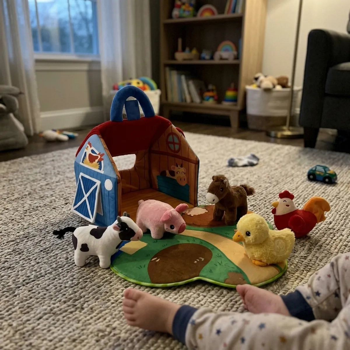 Montessori Farm Animal Plush Set with Sounds