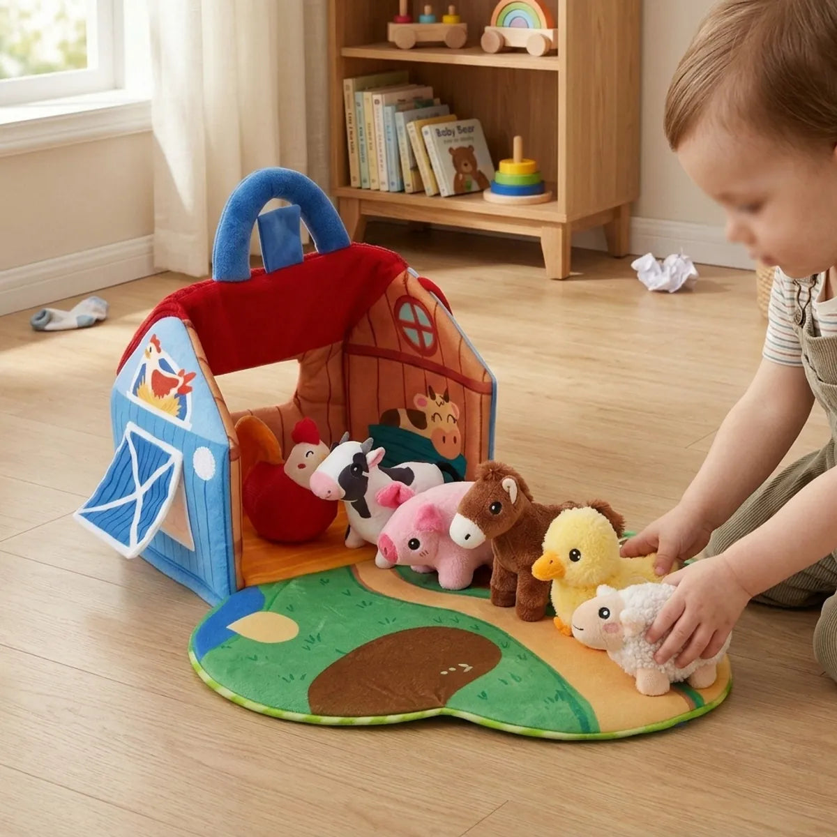 Montessori Farm Animal Plush Set with Sounds